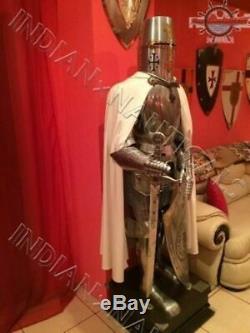 16GA Full Body Suit Of Medieval Combat Knight Templar Armor Complete With stand