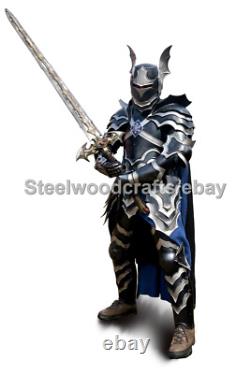 18 Gauge Steel Medieval Gothic Knight Full Body Suit Of Armor Larp Costume Black