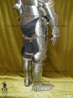 18GA SCA LARP 15ct Medieval Armor Gothic Full Suit Armor Knight Sallet Armor Q01