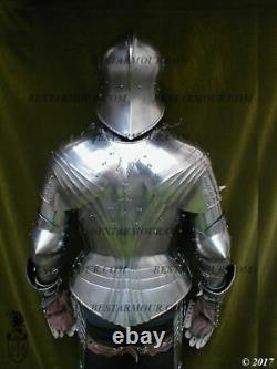 18GA SCA LARP 15ct Medieval Armor Gothic Full Suit Armor Knight Sallet Armor Q01