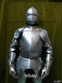 18GA SCA LARP 15ct Medieval Armor Gothic Full Suit Armor Knight Sallet Helmet