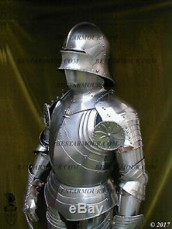 18GA SCA LARP Medieval Armor Gothic Full Suit Armor Knight Sallet Helmet BS276