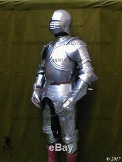 18GA SCA LARP Medieval Armor Gothic Full Suit Armor Knight Sallet Helmet BS285