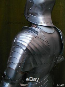 18GA SCA LARP Medieval Armor Gothic Full Suit Armor Knight Sallet Helmet BS285