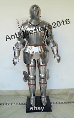 6 Feet Medieval Knight Suit of Armor Combat Full Body Armour Suit With Stand