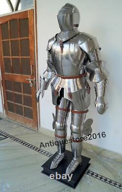 6 Feet Medieval Knight Suit of Armor Combat Full Body Armour Suit With Stand