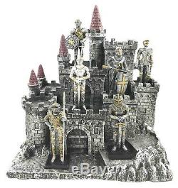 6 Miniature Medieval Knight Suit Of Armor Set & Castle Fortress Display Figurine