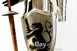 6 feet Medieval Knight Suit Of Full Body Crusader Armor Steel Templar Combat
