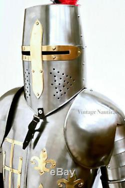 6 feet Medieval Knight Suit Of Full Body Crusader Armor Steel Templar Combat