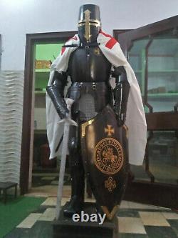 Antique Black Medieval Knight Suit Combat Full Body Armour Wearable Costume Gift