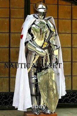 Antique Medieval Knight Suit Of Armour Templar Combat Full Body Costume