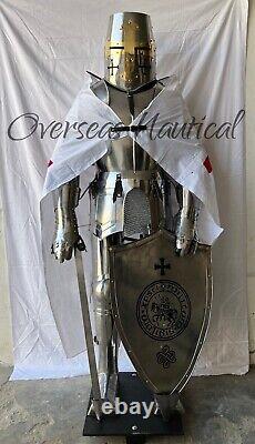 Antique Medieval Knight Wearable Suit Of Armor Crusader Full Body Larp Men Armor