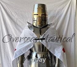 Antique Medieval Knight Wearable Suit Of Armor Crusader Full Body Larp Men Armor