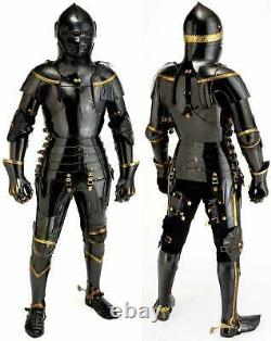 AntiqueMedieval Knight Black Suit Of Arm Combat Full Body Halloween Knight Armor