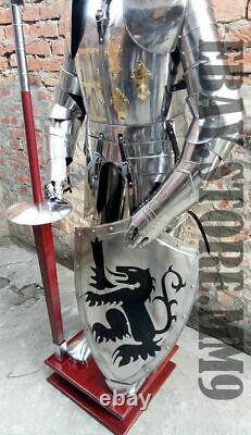 Armor 15th Century Combat Medieval Knight Suit of Full Body Armour shield Lance