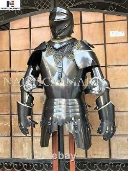 Black Knight Medieval 14th Century Churburg Half Suit of Armor Wearable Costume