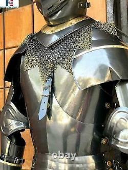 Black Knight Medieval 14th Century Churburg Half Suit of Armor Wearable Costume