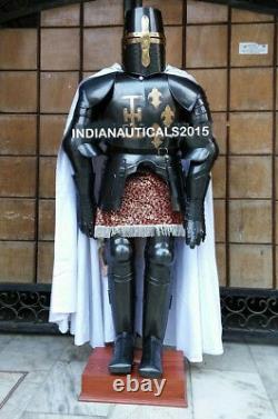 Black Medieval Full Suit of Crusader Armor LARP Costume Replica