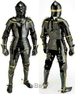 Black Medieval Knight Suit Of Armor Combat Full Body Armour Costume Reenactment