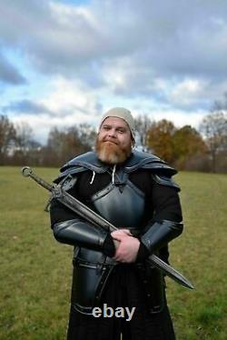 Blackened LARP Breasplate Steel Medieval Knight GEORG BARE Half Body Armor Suit