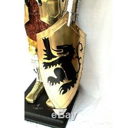 Brass Plated Steel Metal Full Body Combat Armour Knight Suit Shield Sword