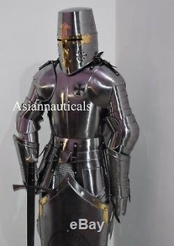 Crusader Knight Templar Wearable Suit Of Armour WithSword, Shield, Wooden Stand