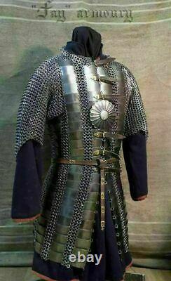 Early Medieval Riveted Chainmail Plate Armor Knight Lamellar Suit Of Armor