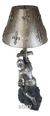 Ebros The Accolade Medieval Kneeling Knight Suit of Armor 22.5H Table Lamp