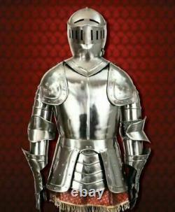 Full Body Armour X-Mas Medieval Knight Crusader Suit Of Armor With Wooden Base