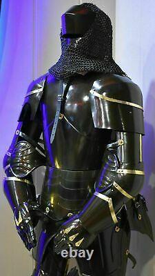 German Medieval Knight Suit Of Armor Full Body Armour Costume Black Wearable
