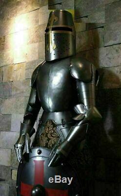Gothic Medieval Knight Wearable Suit Of Armor Crusader Full Body Armour W Stand