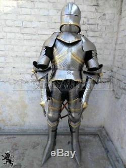 Gothic Steel Medieval Templar Full Suit Of Armor Dark Knight Costume Larp