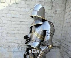 Gothic Steel Medieval Templar Full Suit Of Armor Dark Knight Costume Larp