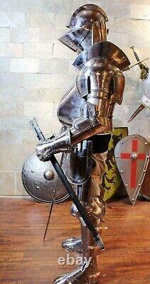 Halloween Medieval Knight Suit Of Armor Suit, Wearable Larp Crusader Armour