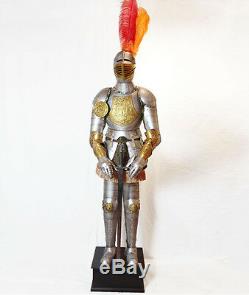 Hand-Made Iron Europea Medieval Crusader Knight in Suit of Armor with Sword 6.5