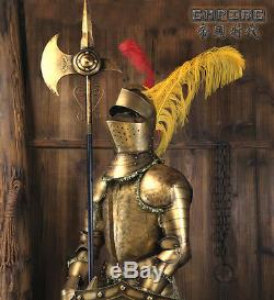 Hand-Made Iron European Medieval Crusader Knight in Suit of Armor 6.5