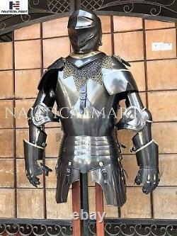 Handmade Chur burg Half Suit of Armor Black Knight Medieval 14th Century Gift D