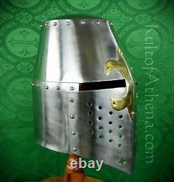 Knight Medieval Templar Helmet crusader Armour suit costume Larp Wearable Helmet