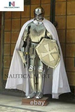 Knight Suit of Armor Medieval Interior Decor Armor Suit Sword Shield Steel 6 Ftt