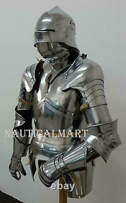 Knight Suit of Armour Wearable Reenactment Breastplate with Helmet without stand