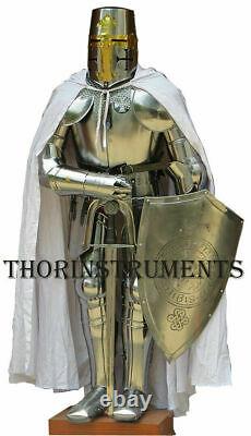 Knight Templar Suit of Armor Crusader Halloween Armour Costume- Shield & Sword