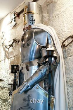 Knight Templar full suit of Armor Battle Ready and Decorative Suit with Base