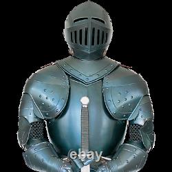Medieval 16th Century Blued Full Suit of Armor Knight Crusader Armor