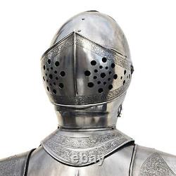 Medieval 16th Century Etched Spanish Full Suit of Armor Knight Crusader Armor