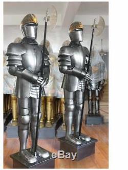 Medieval 17th Century Crusader Knight Full Size Suit of Armor with Battle AX Bod