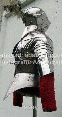 Medieval 18 Gauge Steel Half Body Suit Of Armor Gothic Style Knight Full Suit
