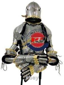 Medieval 18G Steel Knight Combat Gothic Wearable Half Body Armor Suit xmas gift