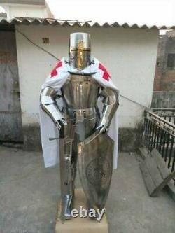 Medieval Armour knight wearable suit crusader Engraved Spartan battle combat New