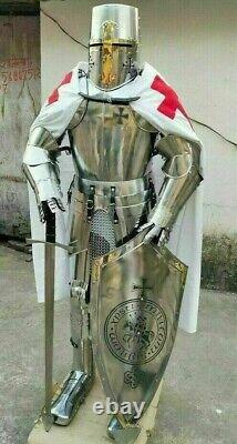 Medieval Armour knight wearable suit crusader Engraved Spartan battle combat New