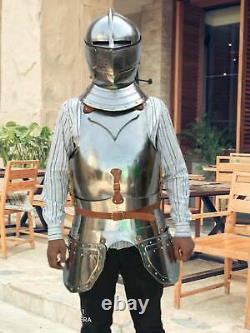 Medieval Battle Half Suit Cuirass Helmet Combat Templar Knight Armor Costume